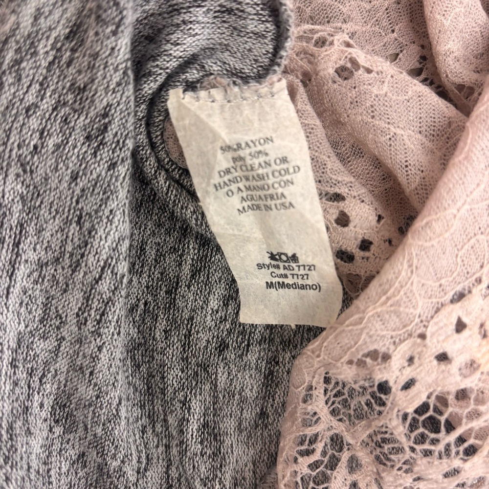 Angels & Diamonds Y2K Winged Cross Rhinestone Top Lace Sleeve Burnout Womens Med - Picture 9 of 9